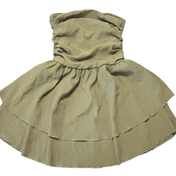 Tiered Ruffle Dress Strapless Mini Dress Green Party Cocktail Dress - Picture 2 of 8